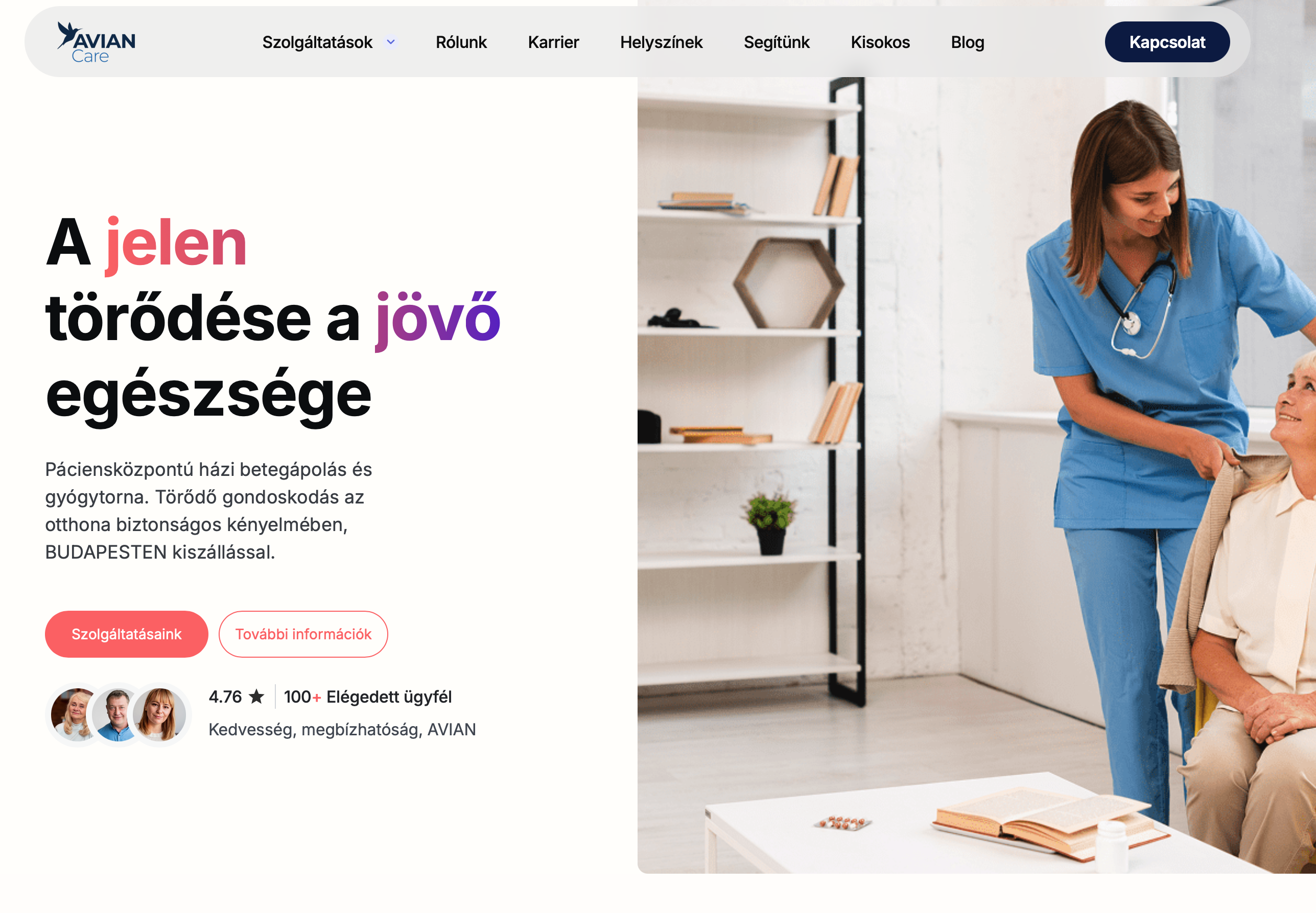 Site web AVIAN Care - marque hongroise de santé et de bien-être